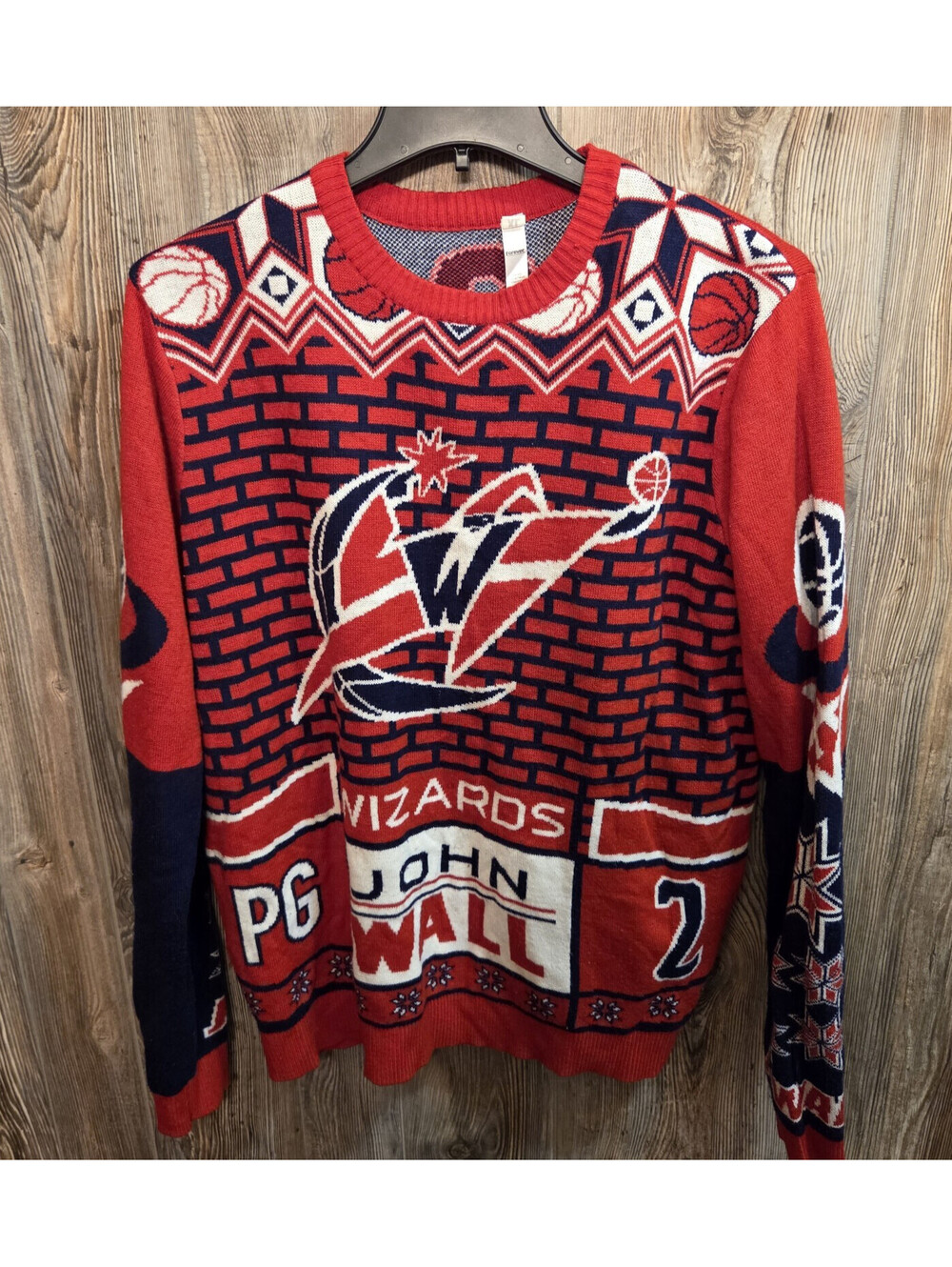 Washington Wizards John Wall #2 Ugly Christmas Sweater Sz XL Red NBA Basketball